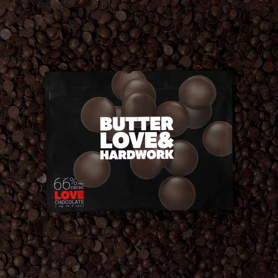 Butter Love & Hard Work Love 66% Dark Chocolate from the Or Noir Laboratory